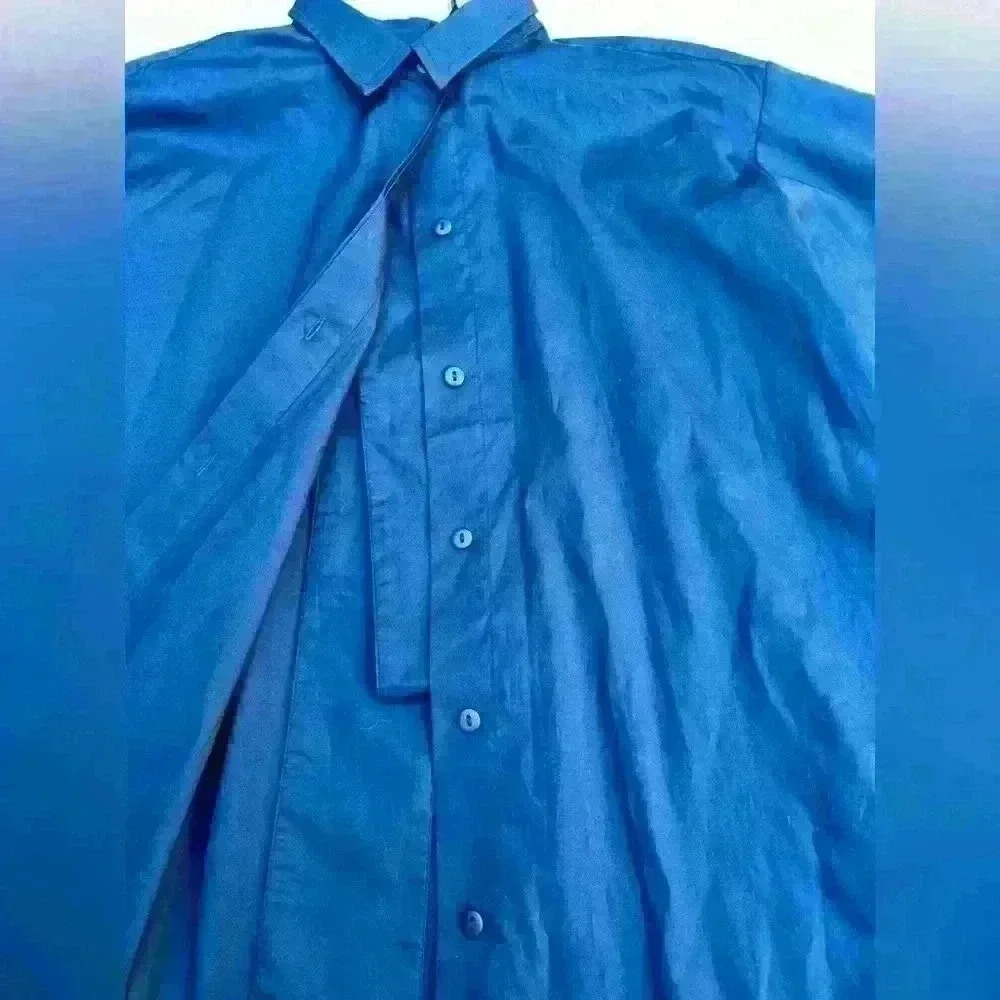 Jarbo - Nwt Navy Puffy Sleeve Cotton Blouse — image 6 of 8